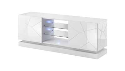 Komodë TV Bed Meble QIU 160, MDF, me shkëlqim, e bardhë