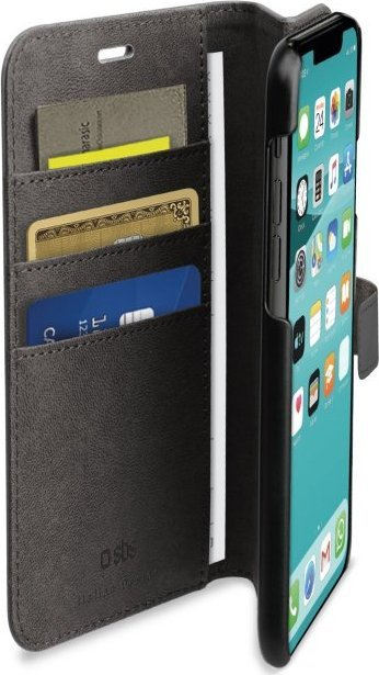 Mbulesë portofol SBS Book Case për Apple iPhone 11 Pro Max, me xhepa kartash, me këmbë mbështetje, e zezë