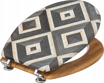 Ulëse tualeti 5five Black and Beige Canvas, fibër druri, e zezë dhe bezhë