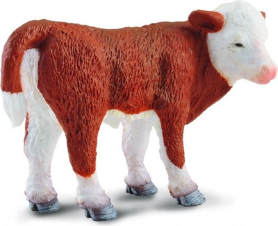 Фигурина животно Collecta Standing Hereford Calf S, едукативна играчка, шаренолика