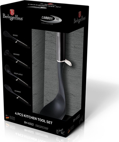 Set aksesore kuzhine Berlinger Haus Carbon Pro, 7 copë, plastikë e fortë, gri