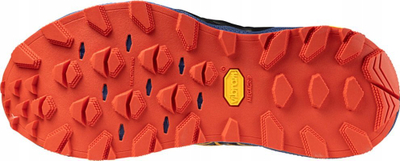 Atlete trail Mizuno Wave Mujin 10 për burra, me shollë Vibram, të zeza me portokalli