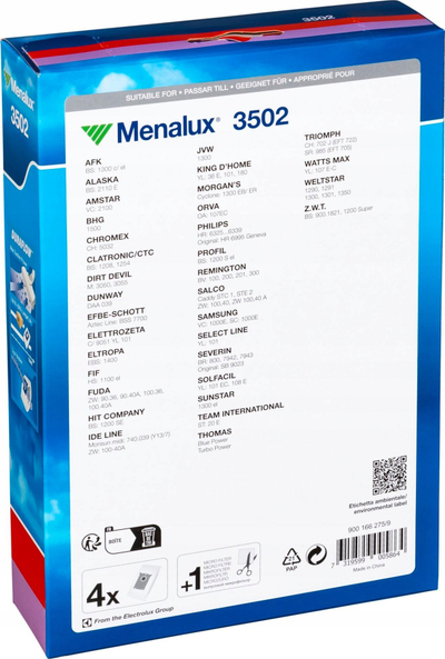 Qese pluhuri Menalux 3502 DURAFLOW me mikrofilter, për fshesë me korrent