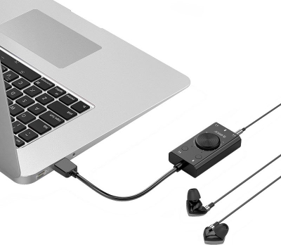 Kartë zëri USB Orico, 3 porta audio, rregullim zani, e zezë