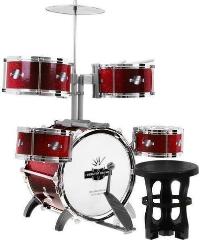 Set daullesh lodër Drum Set 9008E 1, 5 daulle, me stol, i kuq metalik