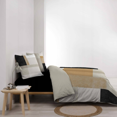 Set mbulese jorgani pambuk, 220x240 cm, 2 jastëkë 63x63 cm, gjeometrik me shumë ngjyra