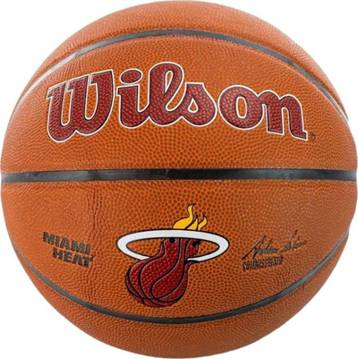 Top basketbolli Wilson Team Alliance Miami Heat WTB3100XBMIA, lëkurë kompozite, madhësia 7, kafe