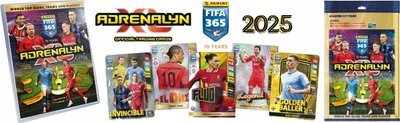 Set kartash Panini FIFA 365 Adrenalyn XL 2025 Metal Box, 7 paketime, 46 letra, shumëngjyrëshe