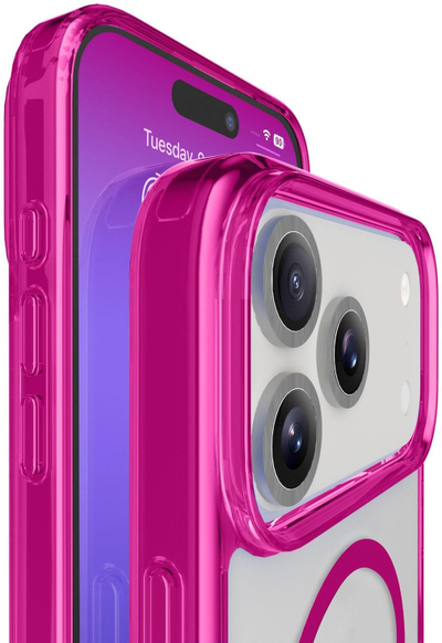 Këllëf telefoni Cellularline Iconic MAG MagSafe për iPhone 17 Pro, i fortë, rozë transparent