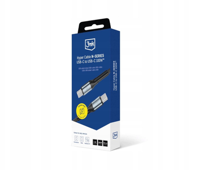 Kabllo USB 3MK Hyper Cable N-SERIES, USB C në USB C, 1m, 100W, e zezë