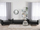 Set dhome dite modern 3 pjesë, lëkurë sintetike, divan 3 vendesh me shtrat, i zi