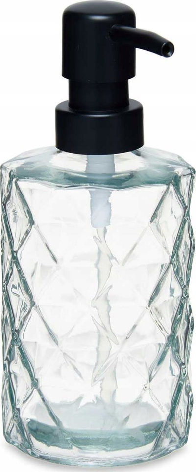 Dozator sapuni Berilo Diamond, xham transparent, 410ml, kapak i zi