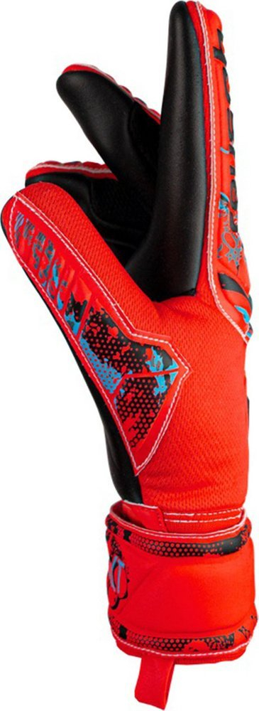Doreza portieri Reusch Attrakt Grip Finger Support, lateks, mbyllje me rrip, të kuqe e zeza