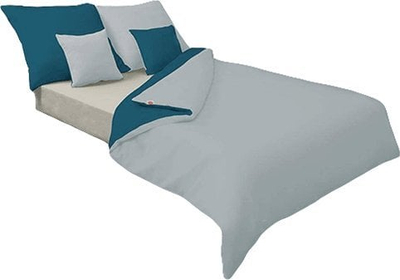 Set çarçafësh Matex Double Face Turquoise Silver, 140x200 cm, pambuk sateni, ngjyrë turkeze dhe argjendtë