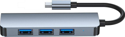 USB HUB Tech-Protect (9589046919367), 1x USB-C + 2x USB-A 3.0, i hirtë 