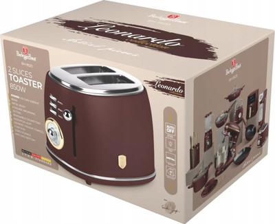 Toaster Berlinger Haus BH-9520 Leonardo, për 2 feta, 6 shkallë thekjeje, burgundy