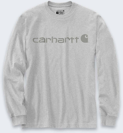 Bluzë me mëngë të gjata Carhartt Workwear Signature Graphic, relaxed fit, për burra, gri e çelët, L