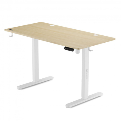 Електрична маса SENSE7 Nojo, 120cm x 60cm, бело/ светло дрво