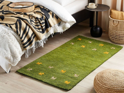 Tapet Wool Gabbeh YULAFI, 80 x 150 cm, lesh, jeshil