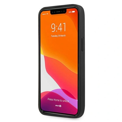 Kuti telefoni Mercedes-Benz AMG Petronas Urban, lëkurë e zezë me të kuqe, për iPhone 13