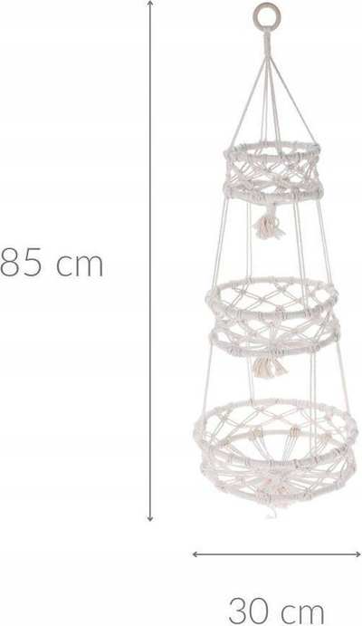 Varëse makrame për lule Flowerpot Triple, për 3 vazo, 30x85 cm, bezhë