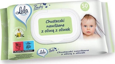 Shkresa të lagura për bebe Lula Baby me vaj ulliri, 50 copë