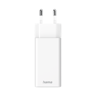 Karikues i shpejtë Hama, GaN, 1x USB-C PD, 1x USB-A QC, mini karikues, 65 W, i bardhë