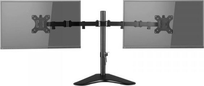 Mbajtëse dopio për monitorë V7 Dual Desktop, me ngritje-lëshim në lartësi, bazë tavoline, e zezë