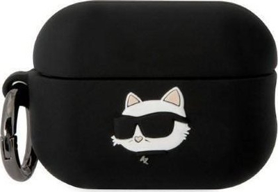 Kuti mbrojtëse Karl Lagerfeld Choupette, për AirPods Pro 2, silikon, e zezë