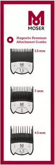 Set krehërash magnetikë Wahl Moser Pack Combs, 1.5mm 3mm 4.5mm, për makinë qethje