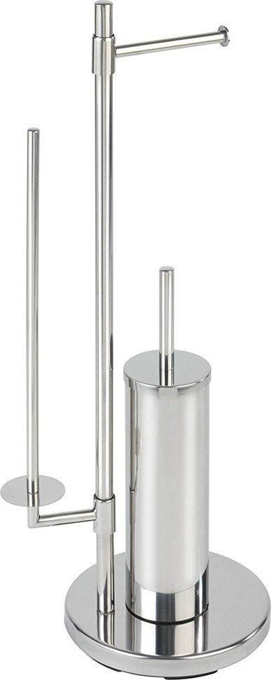 Stendë tualeti Wenko Universalo, mbajtëse letre dhe furçë, çelik inox, argjendtë