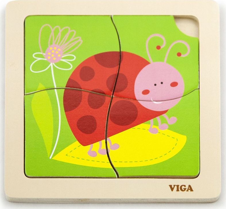 Lodër puzzle Viga Ladybug 50140, 4 elemente, shumëngjyrëshe