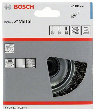 Furçë teli Bosch Pot Brush 1608614002, 100mm, për mulli këndor