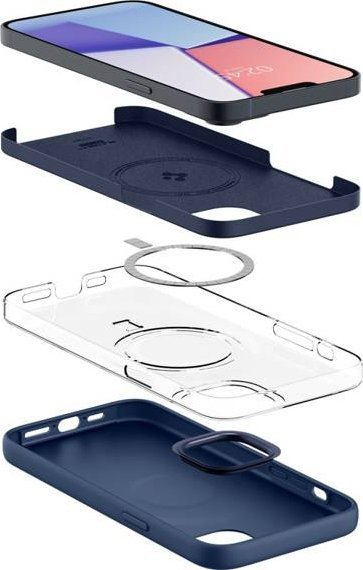 Kapak telefoni Spigen Silicone Fit Mag MagSafe, për iPhone 14 Plus, silikon, blu navy