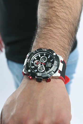 Orë dore për meshkuj Guess Navigator GW0264G1, e zezë/kuqe