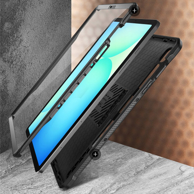 Mbulesë tableti SUPCASE Unicorn Beetle Pro për Samsung Galaxy Tab S10 FE 10.9", këllëf i fortë me mbrojtës ekrani të futur, me stendë, i zi