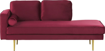 Kolltuk chaise Beliani Miramas, kadife, krah i majtë, e kuqe e errët