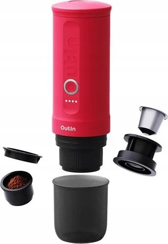 Makinë portative espresso OutIn Nano 3-Cup, elektrike, me bateri që ringarkohet, rozë fuxhia