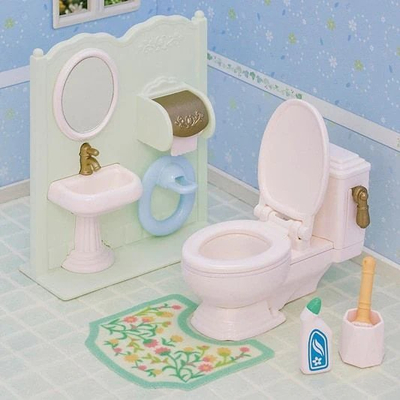 Set lodrash banjo Sylvanian Families Epoch 5740, me tualet, për figurina, shumëngjyrësh