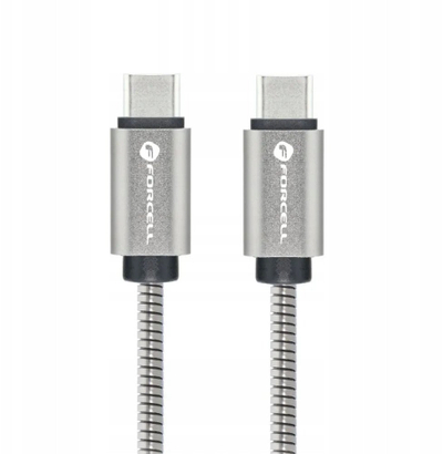 Kabllo USB Forcell F Energy C237, Type C në Type C, 2m, 60W, argjendtë
