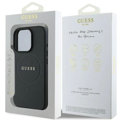 Kapotë telefoni Guess PU Grained Classic Logo, për iPhone 16 Pro Max, e zezë