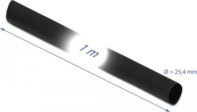 Tub termo-ngushtues Delock 20663, 1 m, 25.4 mm, raport tkurrjeje 4:1, i zi