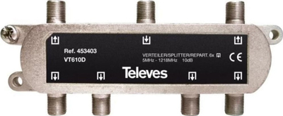 Ndarës sinjali Televes VT610D, 6 dalje, 5-1218MHz, trup metalik