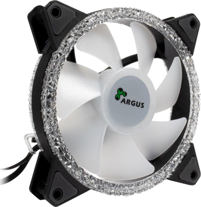 Сет вентилатори Argus RS-07, 3x 120mm RGB, со хаб, црни