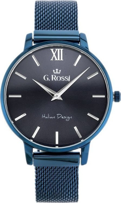 Ora G.Rossi Quartz Classic, analoge, me rrip lëkure, blu e errët
