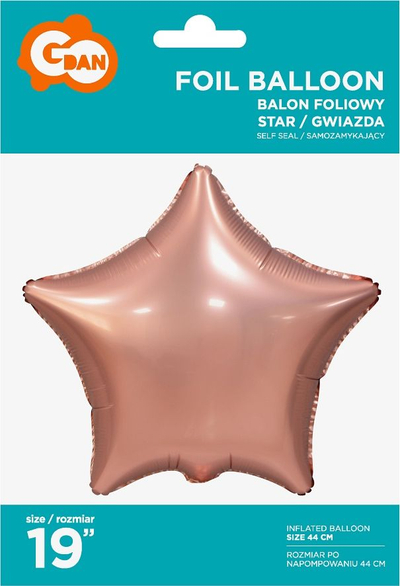 Balonë folie yll Godan Star Matte, 44 cm, rozë dhe e artë