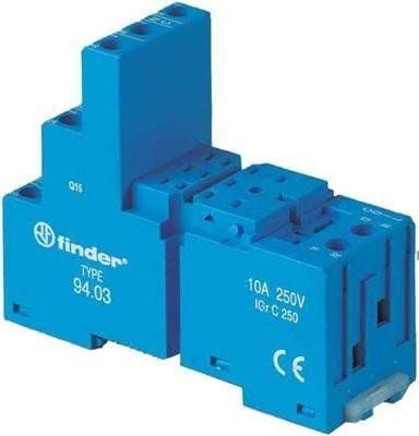 Soket relé Finder 94.03, 3 pin, 250V, blu