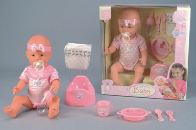 Kukull funksionale Simba New Born Baby, 43 cm, plastike, e kuqe / rozë