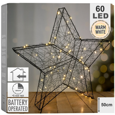 Dekor drita LED, yll Lighted Star, 60 LED, 50 cm, i zi