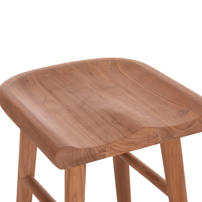 Tabure bar-i HomeMarkt Bolmar HM18108, dru teak masiv, lartësi 74cm, ngjyrë natyrale